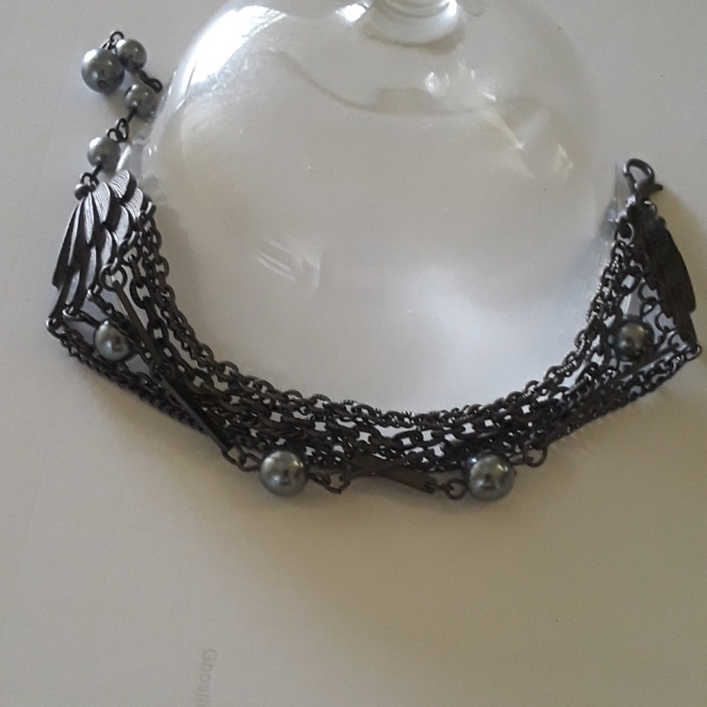 Slate Blue Chain And Scallop Bracelet